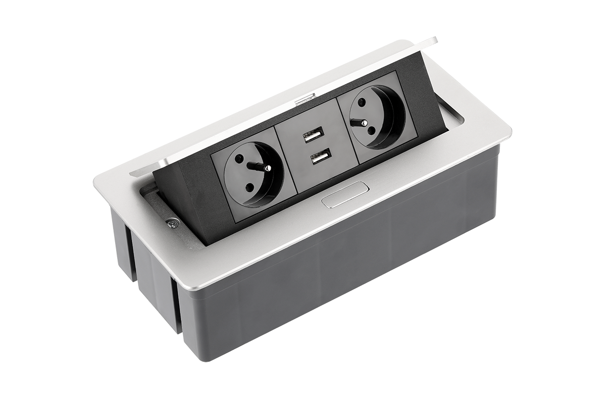 Przedłużacz biurkowy wpuszczany SOFT, USB 2,1A - 5